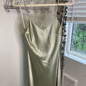 Light Green Silky Midi Dress